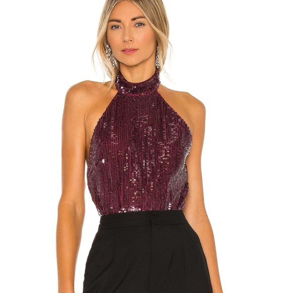 Michael Costello x REVOLVE Penelope Bodysuit in Burgundy NWOT Size Small - Picture 1 of 6